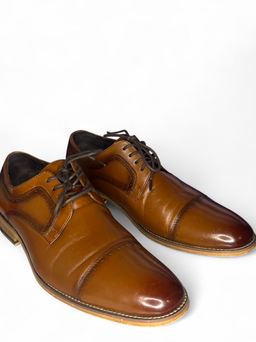 Stacy Adams Size 10 Men's Dickinson Cap Toe Oxford Shoe Cognac 12 D Shoes - Picture 3 of 15